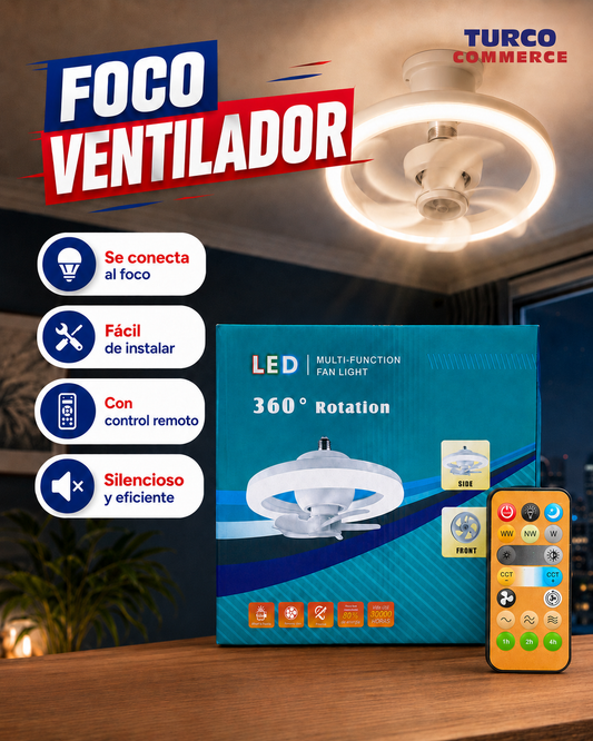 Foco Ventilador 2 en 1 con Control Remoto